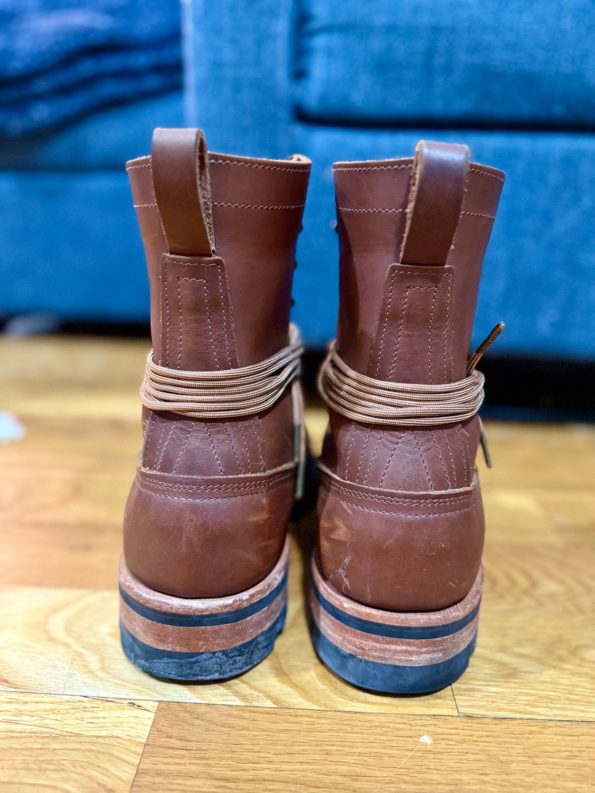 Photo by PublicVanilla7328 on February 6, 2026 of the Nicks Handmade Boots Nicks X Rose Anvil ND2 in 1964 Brown/Brown Waxed Flesh.
