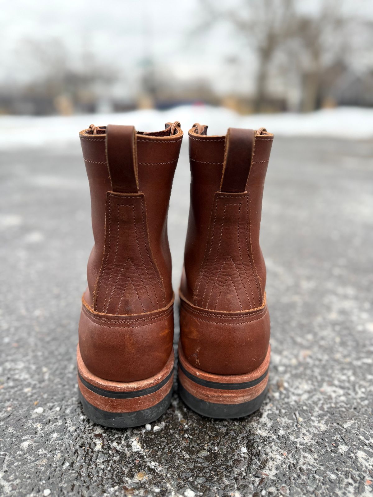 Photo by PublicVanilla7328 on March 5, 2026 of the Nicks Handmade Boots Nicks X Rose Anvil ND2 in 1964 Brown/Brown Waxed Flesh.