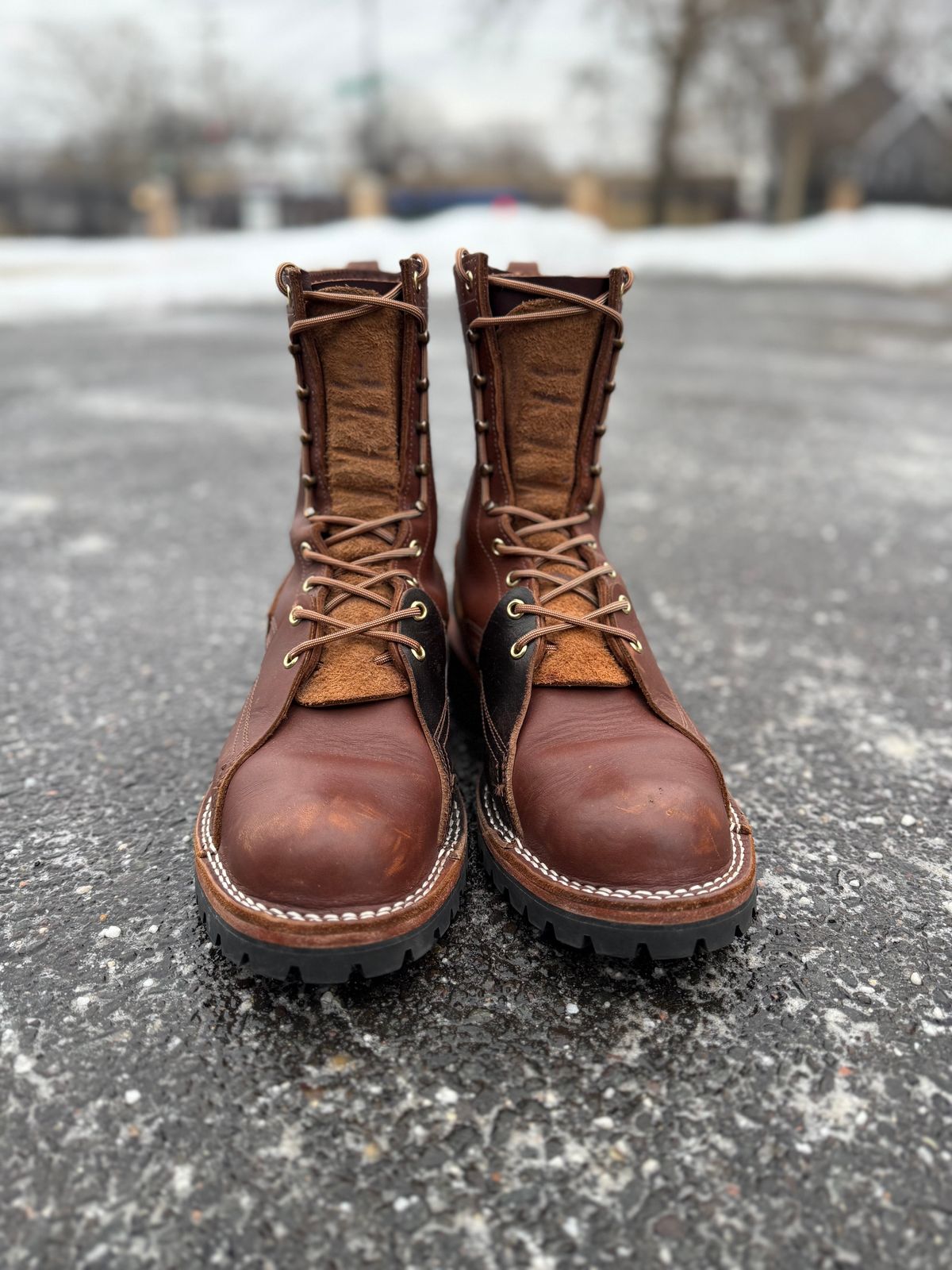Photo by PublicVanilla7328 on March 5, 2026 of the Nicks Handmade Boots Nicks X Rose Anvil ND2 in 1964 Brown/Brown Waxed Flesh.