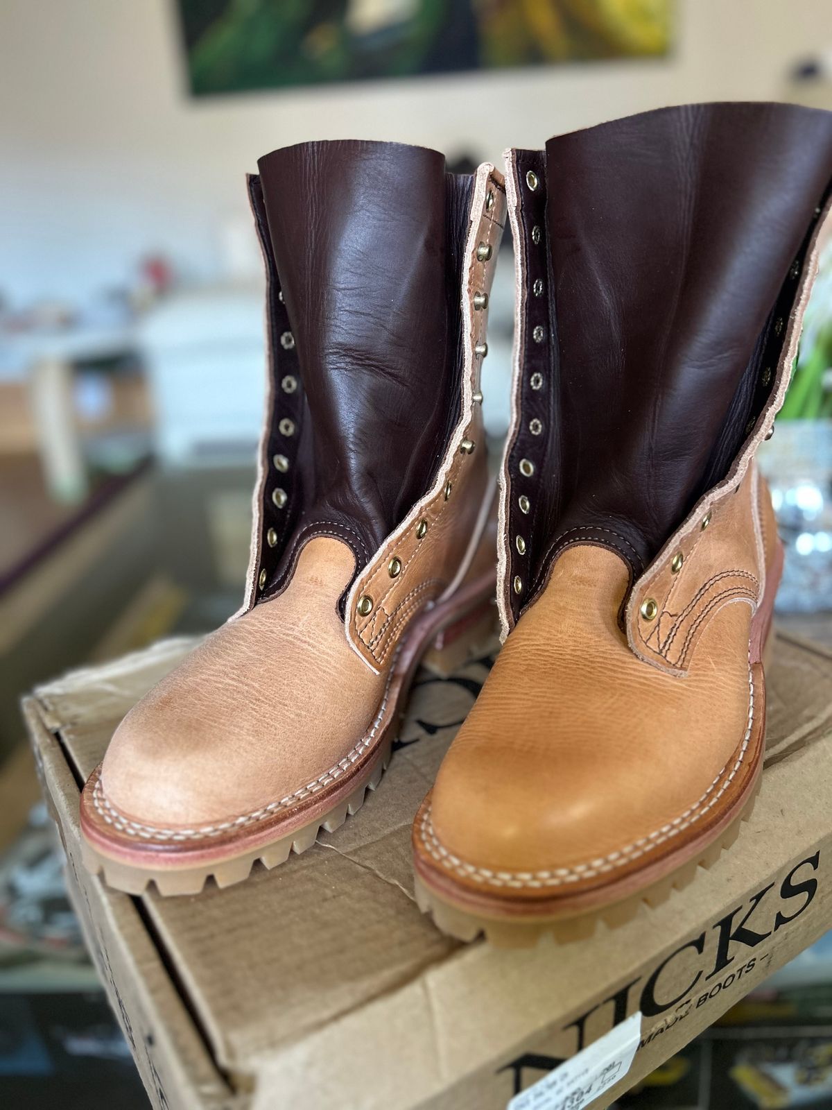 Photo by workman on October 2, 2025 of the Nicks DomePro in Horween Light Natural Dublin.