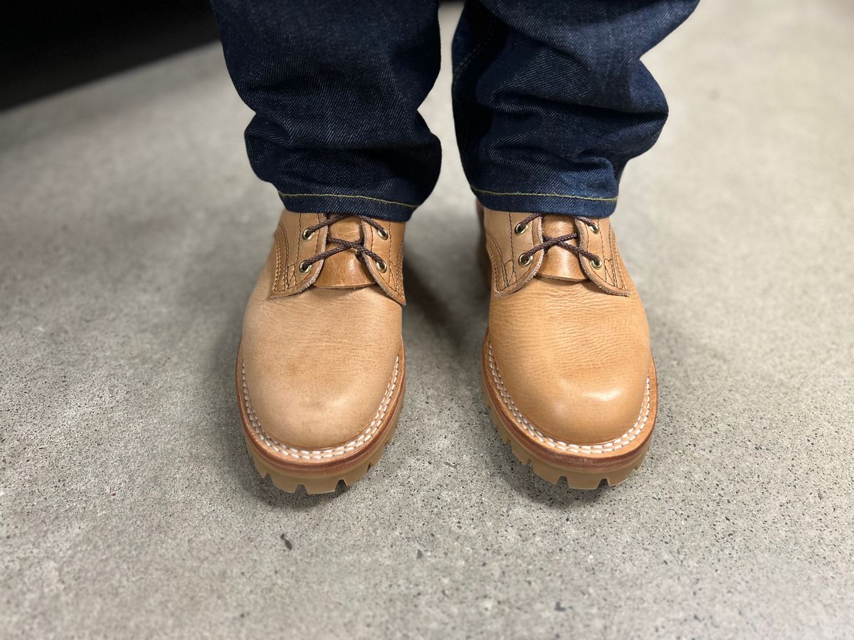 Photo by workman on October 2, 2025 of the Nicks DomePro in Horween Light Natural Dublin.