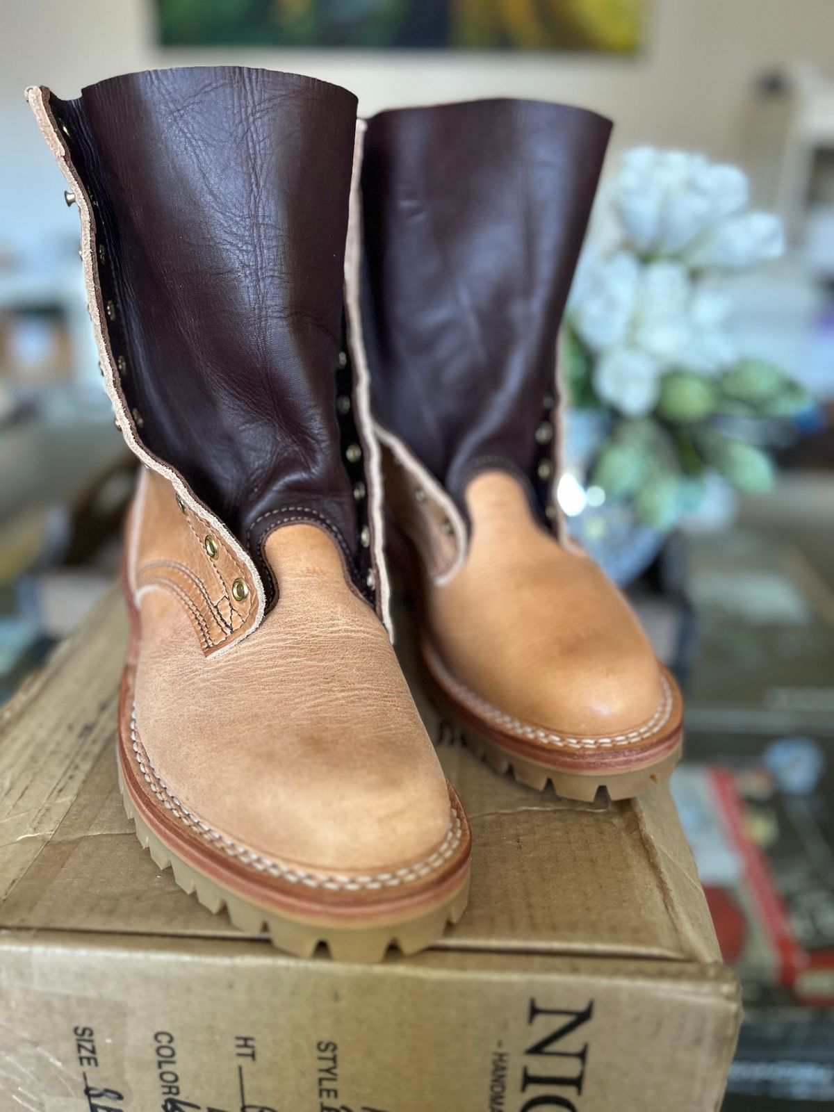 Photo by workman on October 2, 2025 of the Nicks DomePro in Horween Light Natural Dublin.