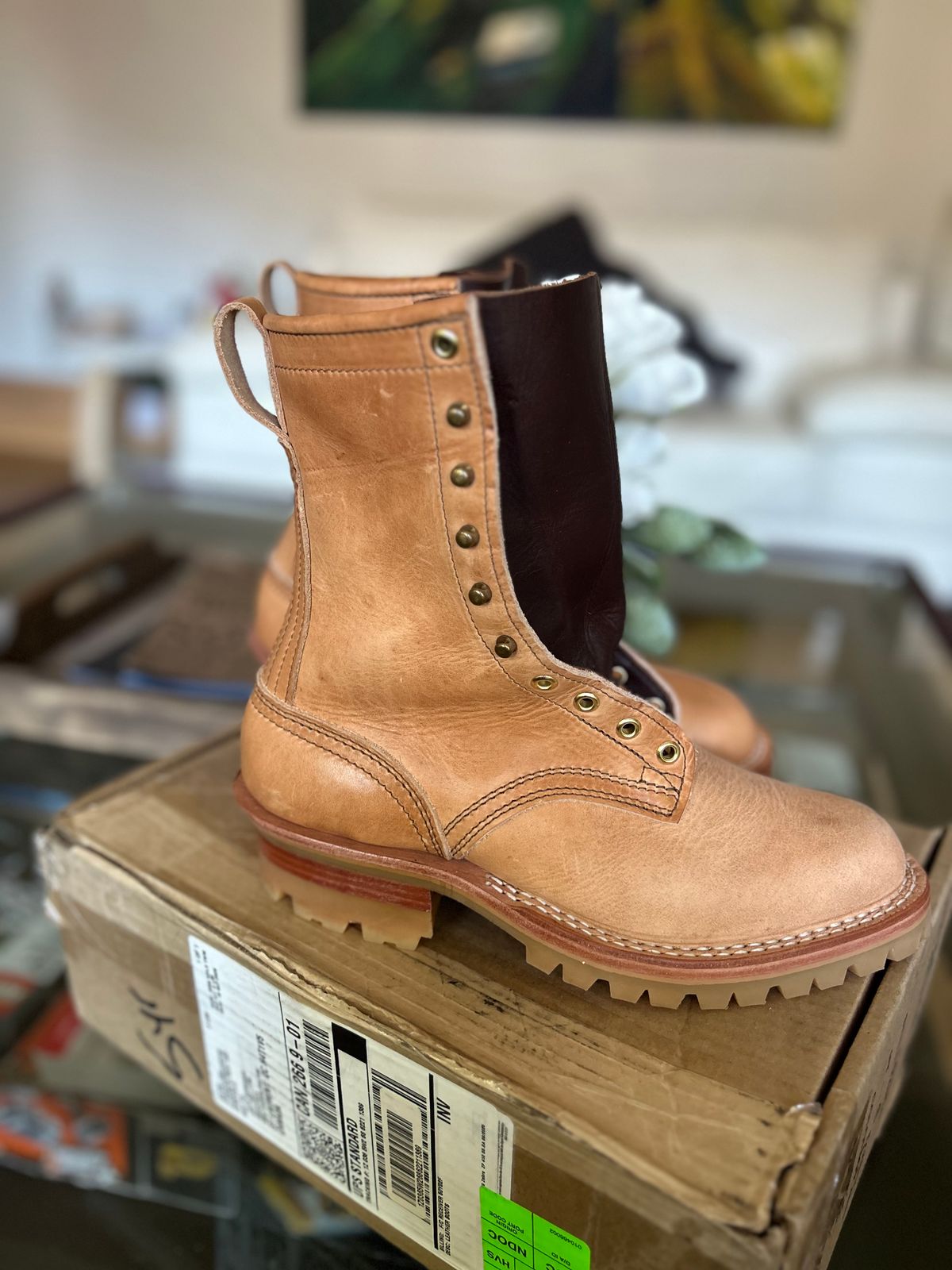 Photo by workman on October 2, 2025 of the Nicks DomePro in Horween Light Natural Dublin.