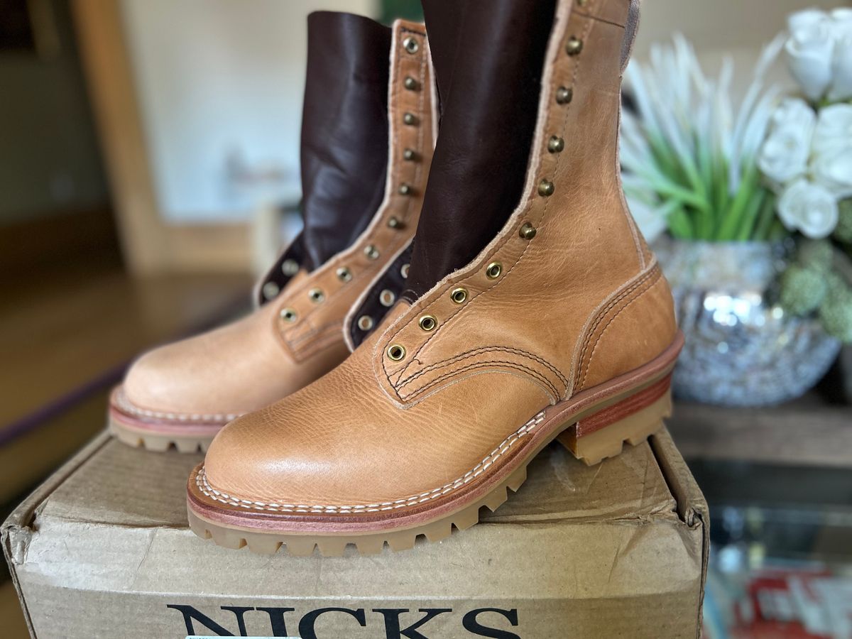 Photo by workman on October 2, 2025 of the Nicks DomePro in Horween Light Natural Dublin.