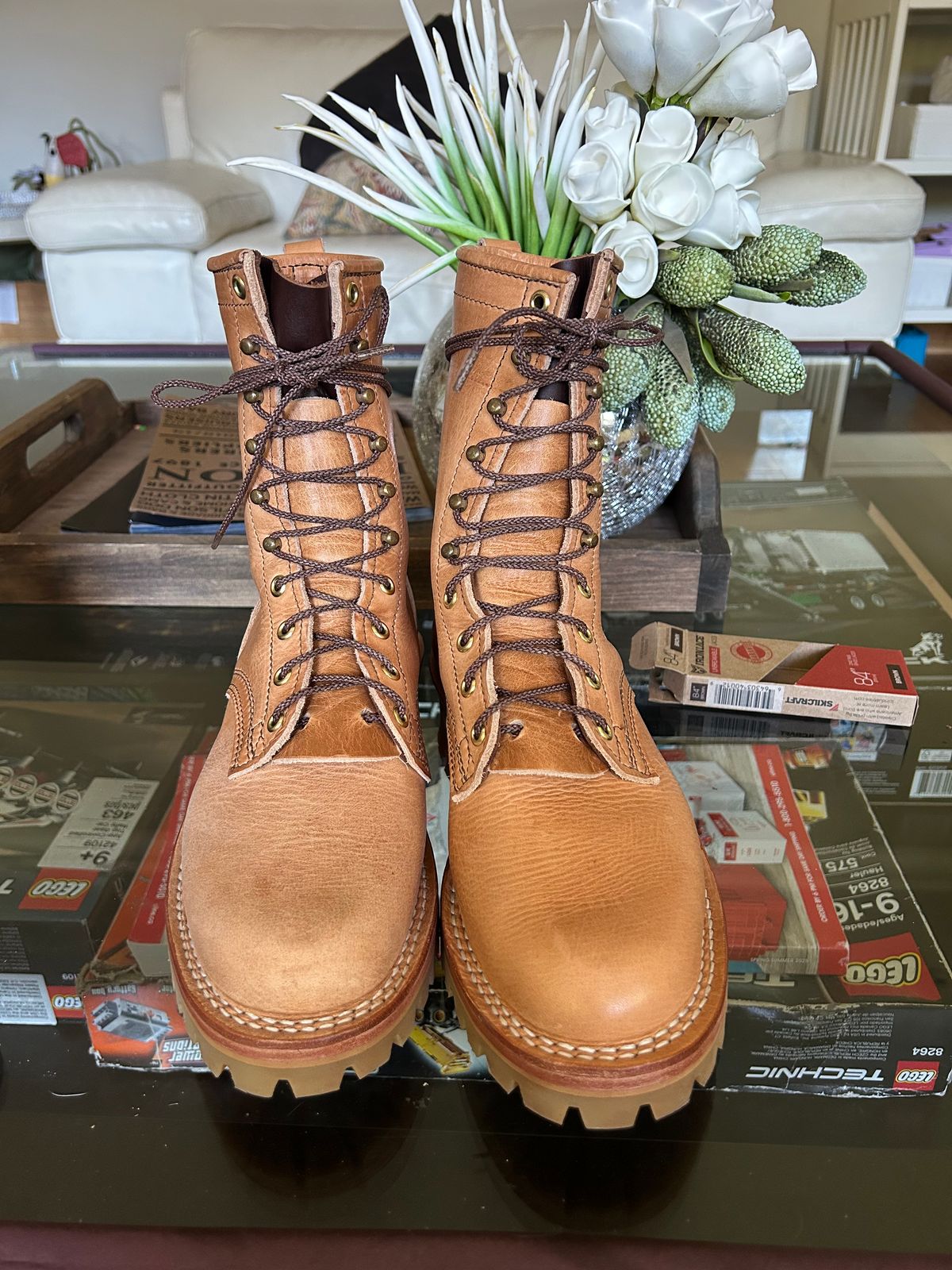 Photo by workman on October 2, 2025 of the Nicks DomePro in Horween Light Natural Dublin.