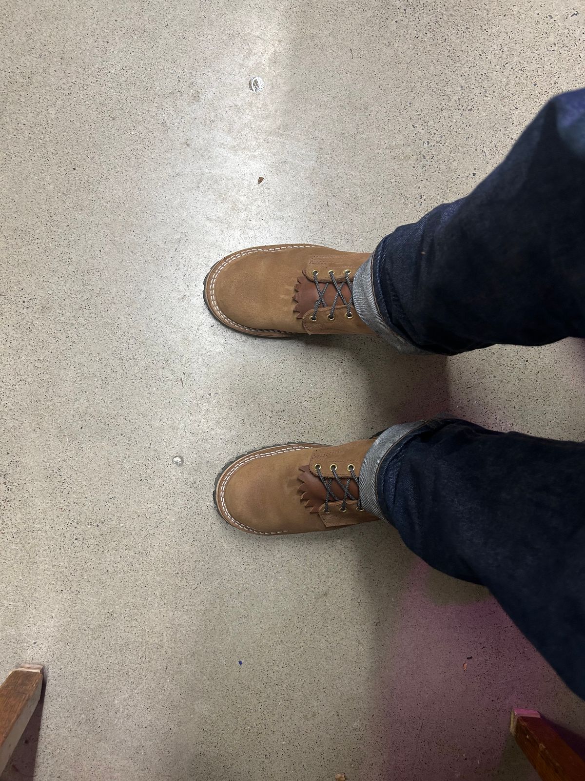 Photo by workman on April 28, 2024 of the Nicks BuilderPro in Seidel 1964 Brown Roughout.