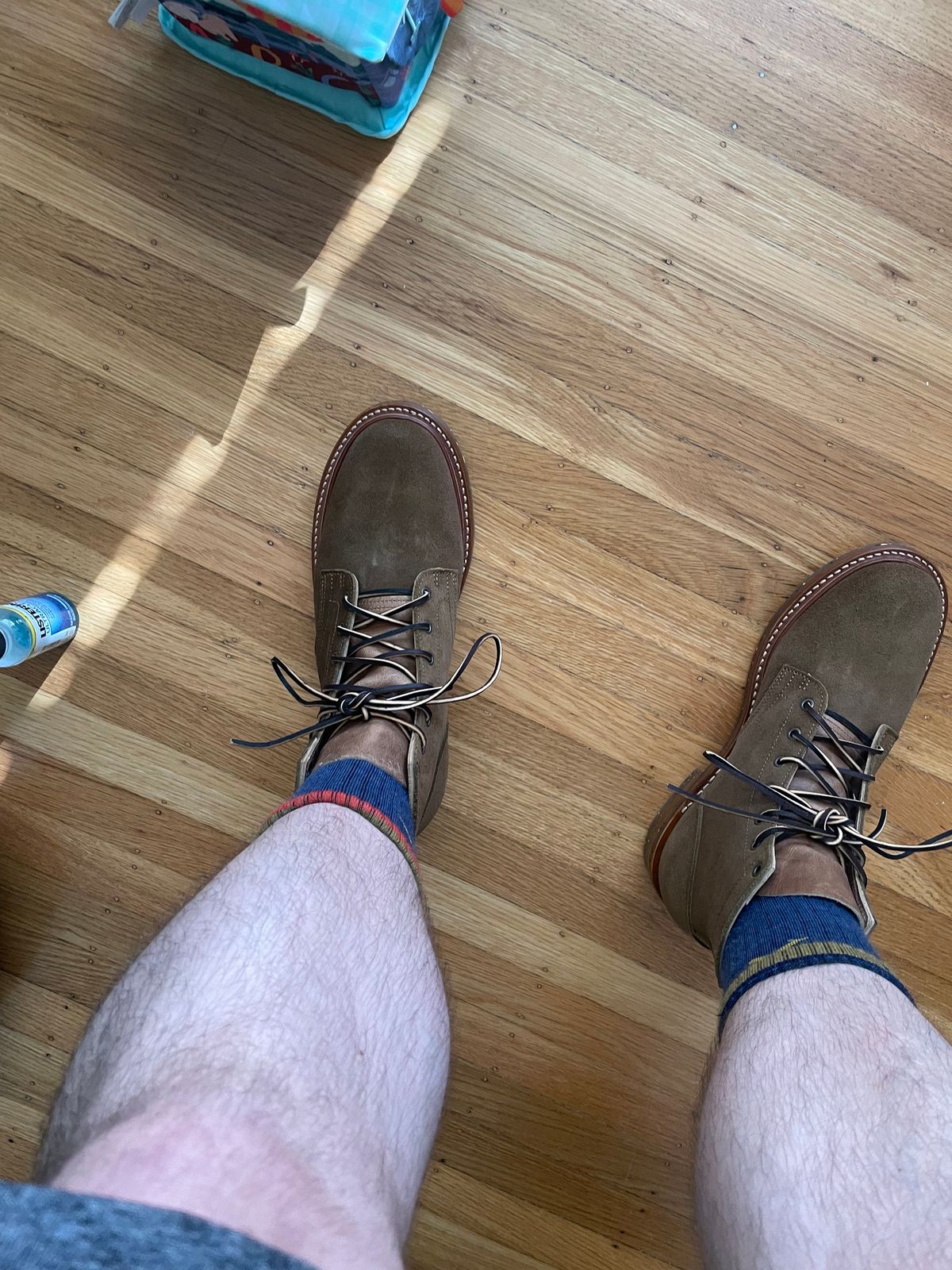 Photo by MRB on June 5, 2024 of the Truman Plain Toe Boot in Dark Coyote Roughout.