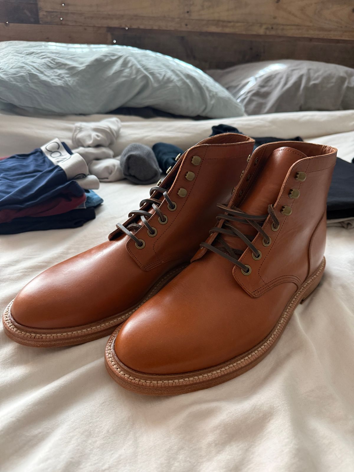 Photo by FoxyG123 on March 14, 2026 of the Grant Stone Diesel Boot in Badalassi Carlo Saddle Tan Minerva.