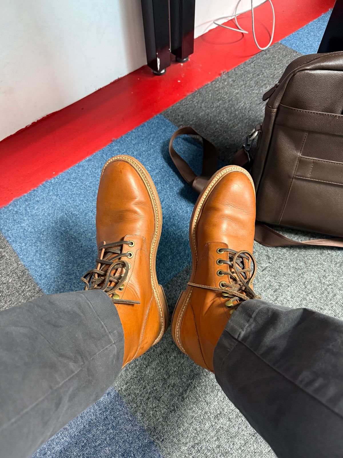 Photo by FoxyG123 on April 22, 2026 of the Grant Stone Diesel Boot in Badalassi Carlo Saddle Tan Minerva.