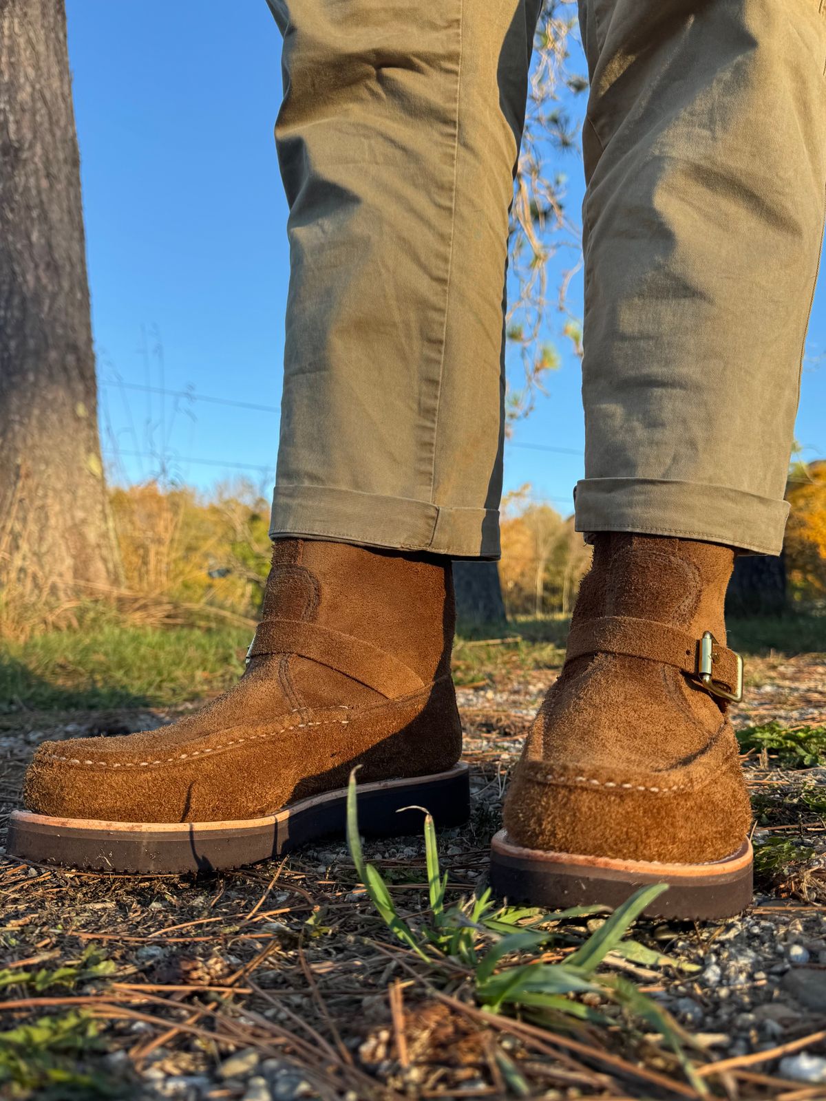 Photo by city_grouse_country_grouse on October 1, 2025 of the Russell Moccasin Co. Zephyr in SB Foot Pecos Chamois Roughout.