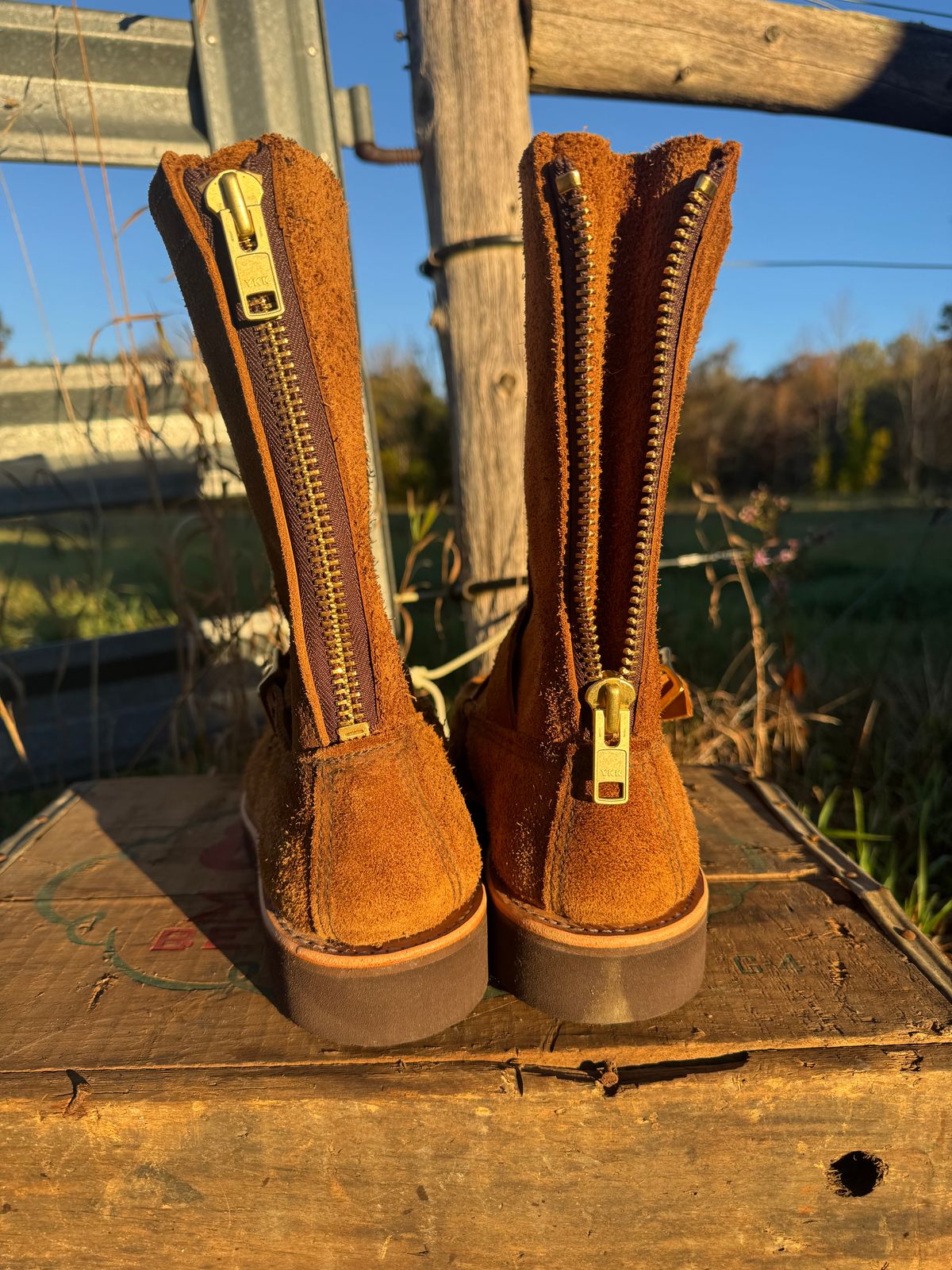 Photo by city_grouse_country_grouse on October 1, 2025 of the Russell Moccasin Co. Zephyr in SB Foot Pecos Chamois Roughout.