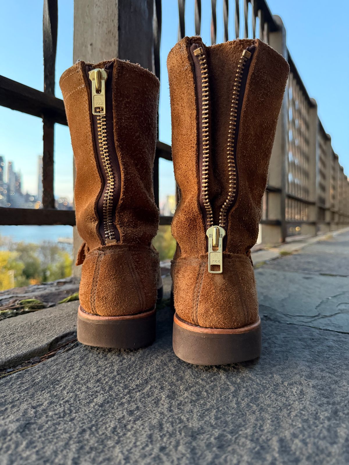 Photo by city_grouse_country_grouse on November 1, 2025 of the Russell Moccasin Co. Zephyr in SB Foot Pecos Chamois Roughout.