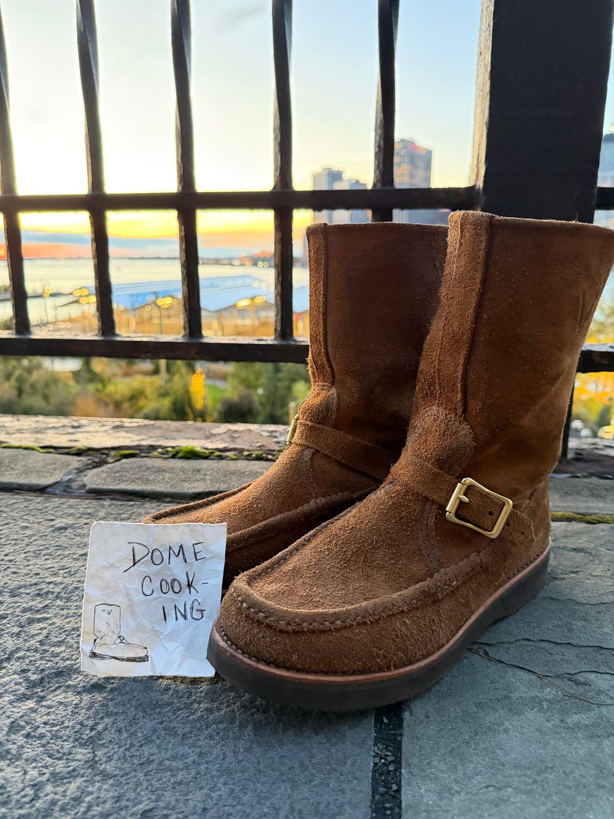 Photo by city_grouse_country_grouse on November 1, 2025 of the Russell Moccasin Co. Zephyr in SB Foot Pecos Chamois Roughout.