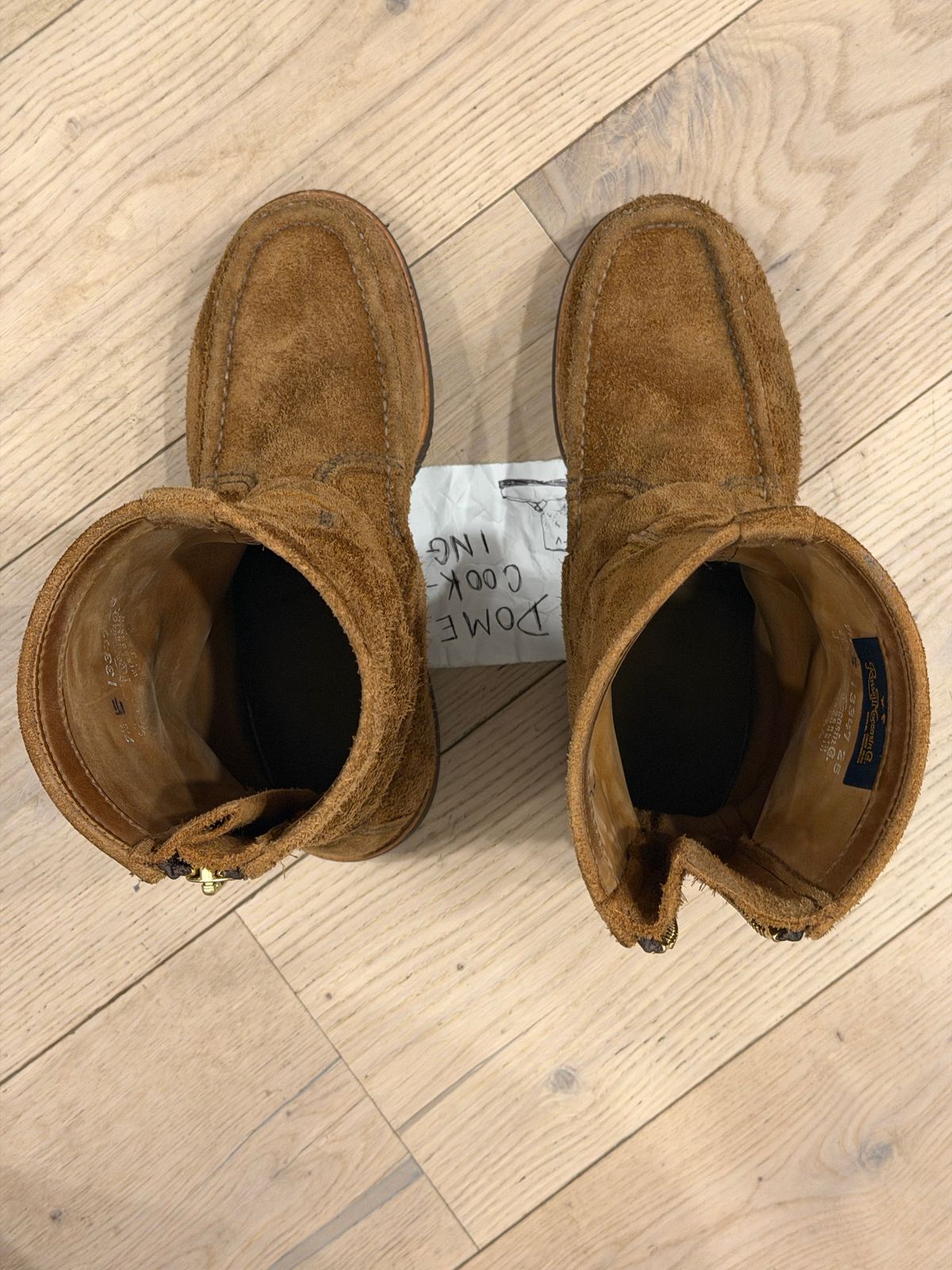 Photo by city_grouse_country_grouse on November 1, 2025 of the Russell Moccasin Co. Zephyr in SB Foot Pecos Chamois Roughout.