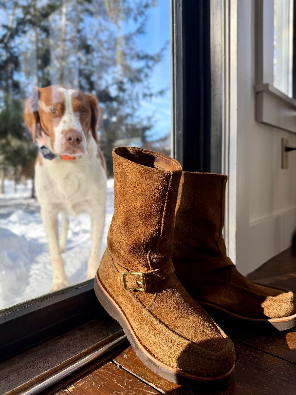 Photo by city_grouse_country_grouse on December 5, 2025 of the Russell Moccasin Co. Zephyr in SB Foot Pecos Chamois Roughout.