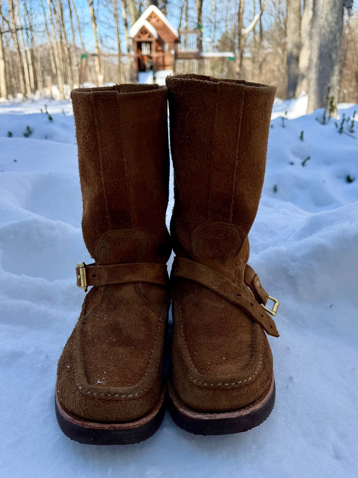 Photo by city_grouse_country_grouse on December 5, 2025 of the Russell Moccasin Co. Zephyr in SB Foot Pecos Chamois Roughout.