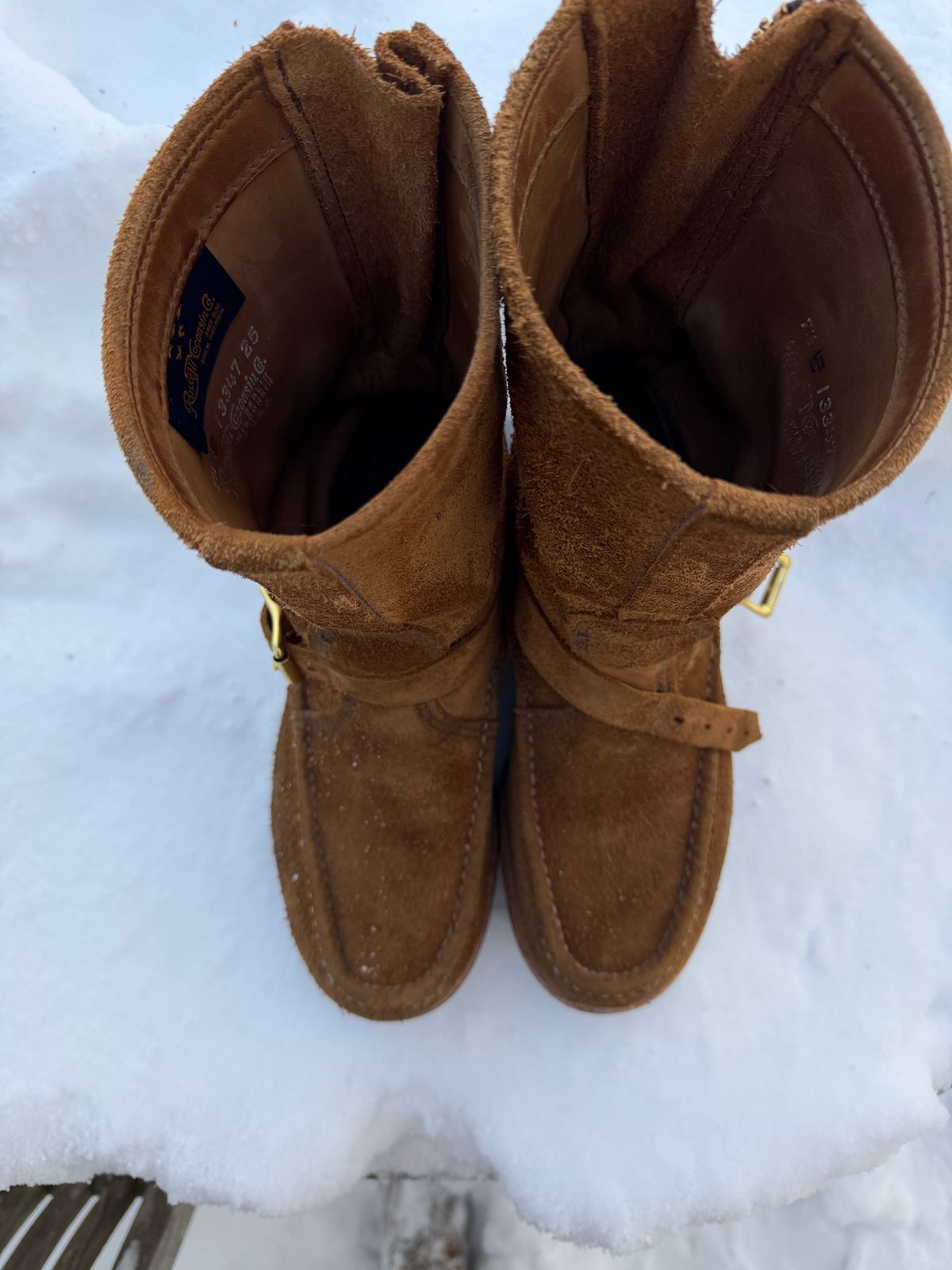 Photo by city_grouse_country_grouse on December 5, 2025 of the Russell Moccasin Co. Zephyr in SB Foot Pecos Chamois Roughout.