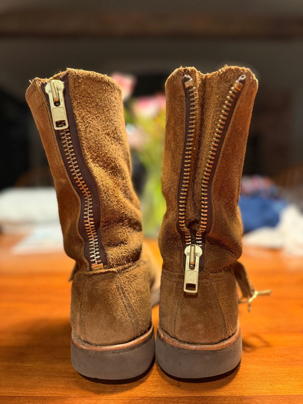 Photo by city_grouse_country_grouse on April 6, 2026 of the Russell Moccasin Co. Zephyr in SB Foot Pecos Chamois Roughout.