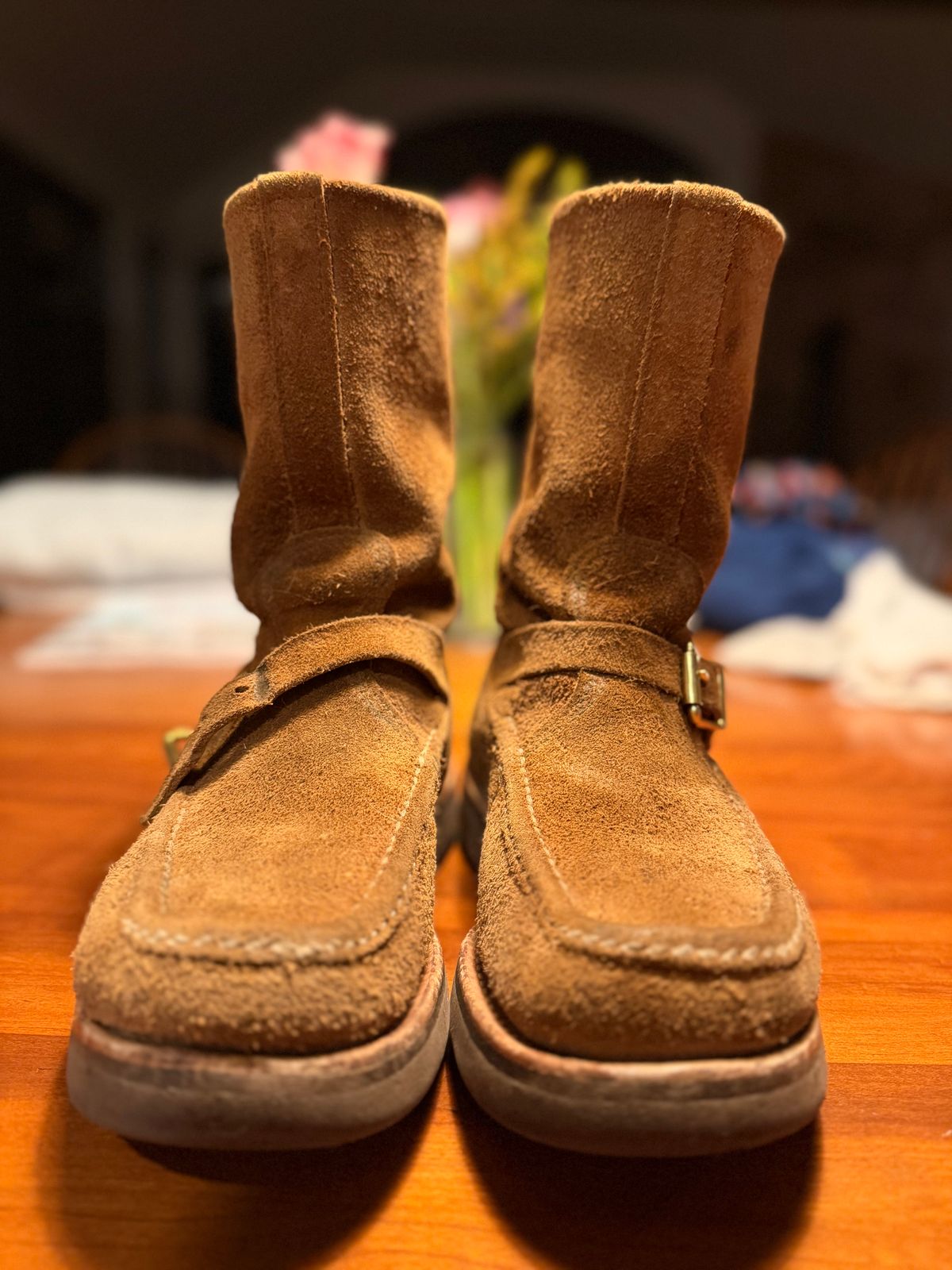 Photo by city_grouse_country_grouse on April 6, 2026 of the Russell Moccasin Co. Zephyr in SB Foot Pecos Chamois Roughout.