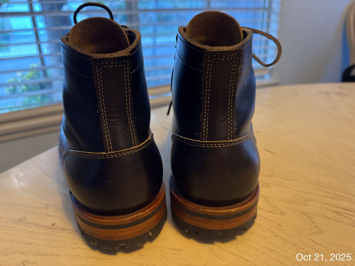 Photo by SlightShoeProblem on October 22, 2025 of the Truman Cap Toe Boot in Black Cypress Teacore.