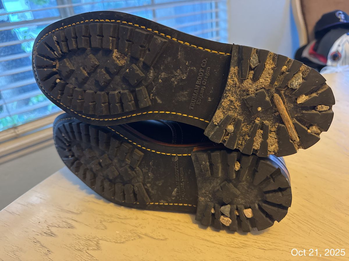 Photo by SlightShoeProblem on October 22, 2025 of the Truman Cap Toe Boot in Black Cypress Teacore.