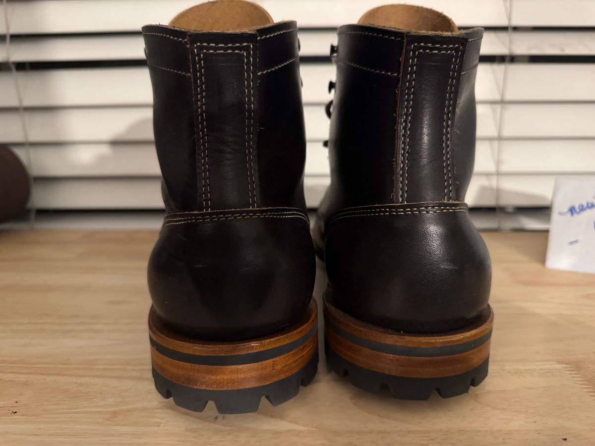Photo by SlightShoeProblem on October 3, 2025 of the Truman Cap Toe Boot in Black Cypress Teacore.