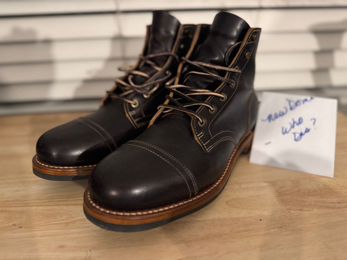 Photo by SlightShoeProblem on October 3, 2025 of the Truman Cap Toe Boot in Black Teacore.