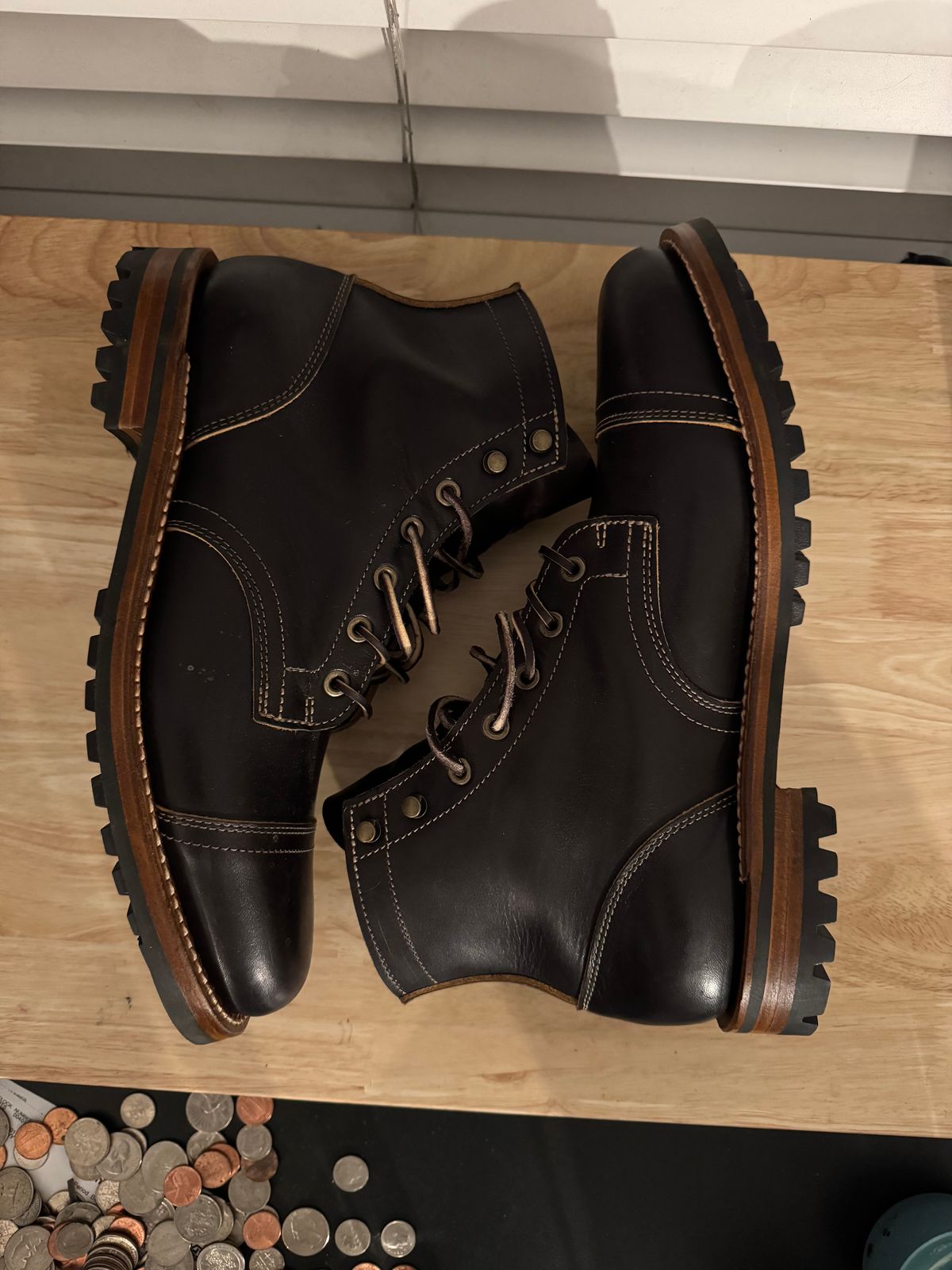 Photo by SlightShoeProblem on October 3, 2025 of the Truman Cap Toe Boot in Black Cypress Teacore.