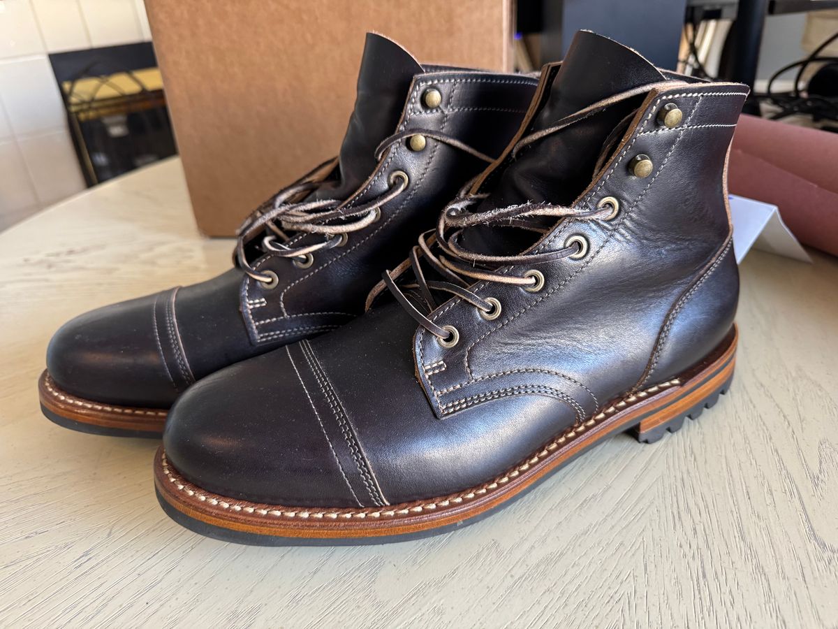 Photo by SlightShoeProblem on October 4, 2025 of the Truman Cap Toe Boot in Black Teacore.