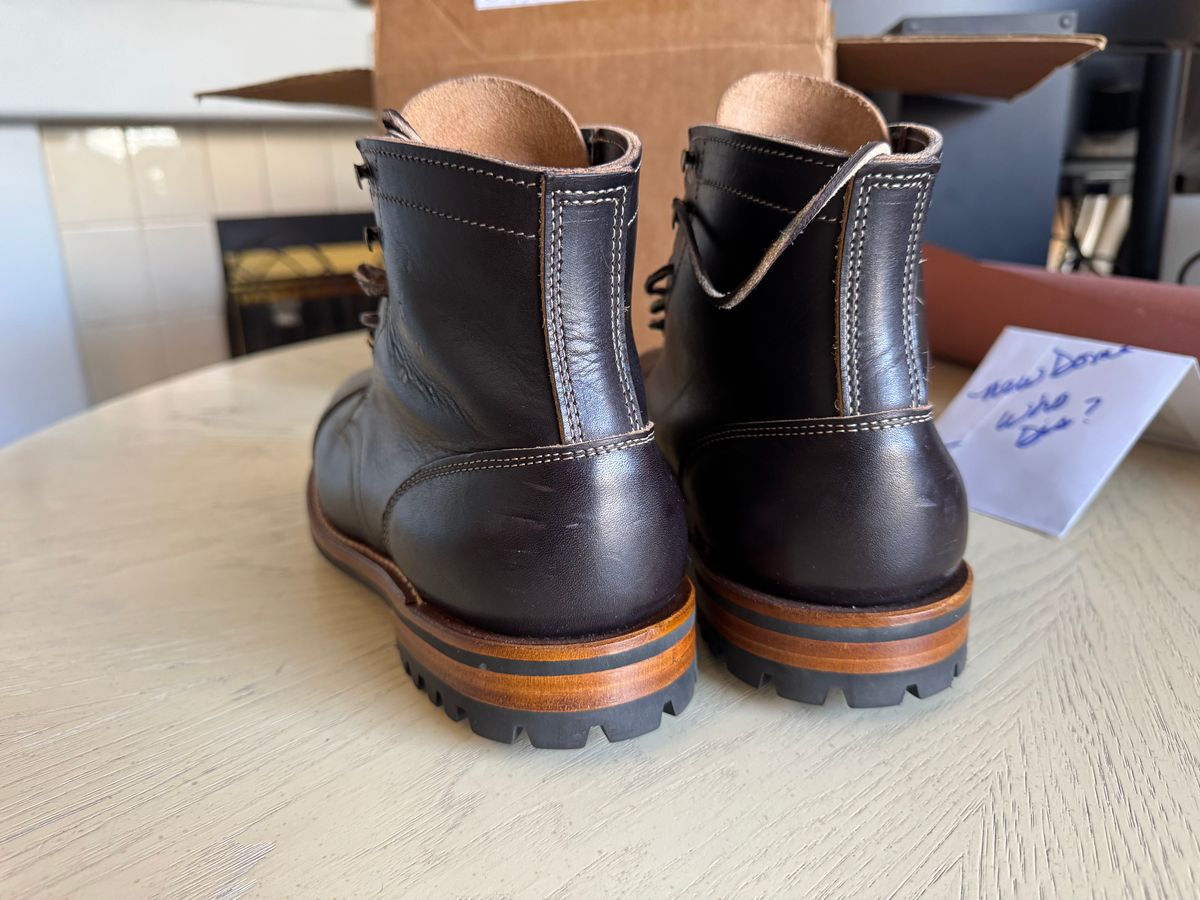 Photo by SlightShoeProblem on October 4, 2025 of the Truman Cap Toe Boot in Black Teacore.