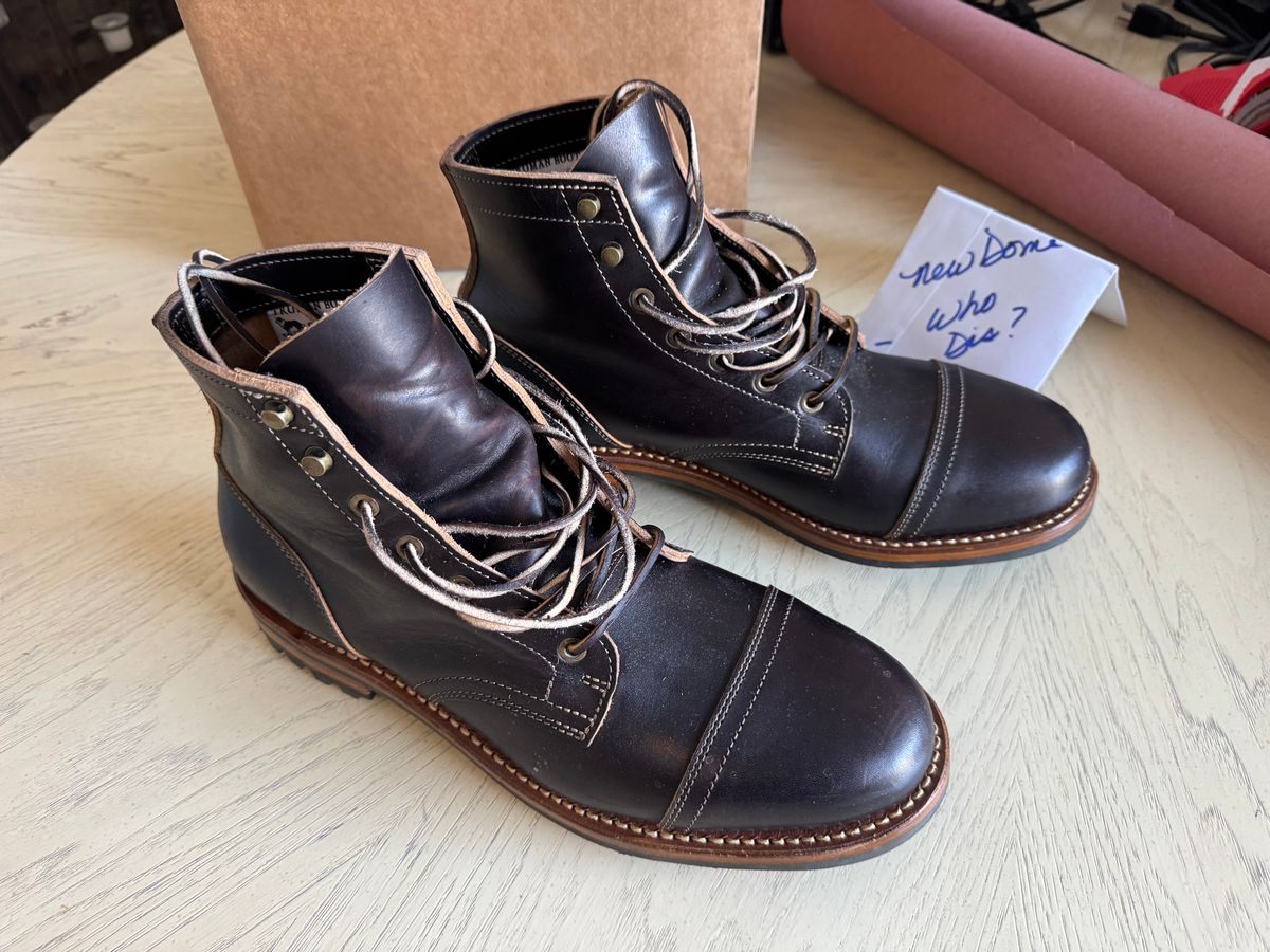 Photo by SlightShoeProblem on October 4, 2025 of the Truman Cap Toe Boot in Black Cypress Teacore.