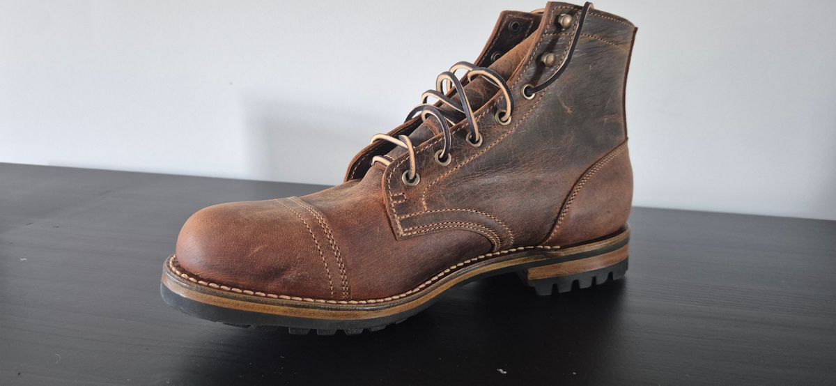 Photo by Slash on March 13, 2025 of the Truman Cap Toe Boot in Gallun Cognac Teton Stag.