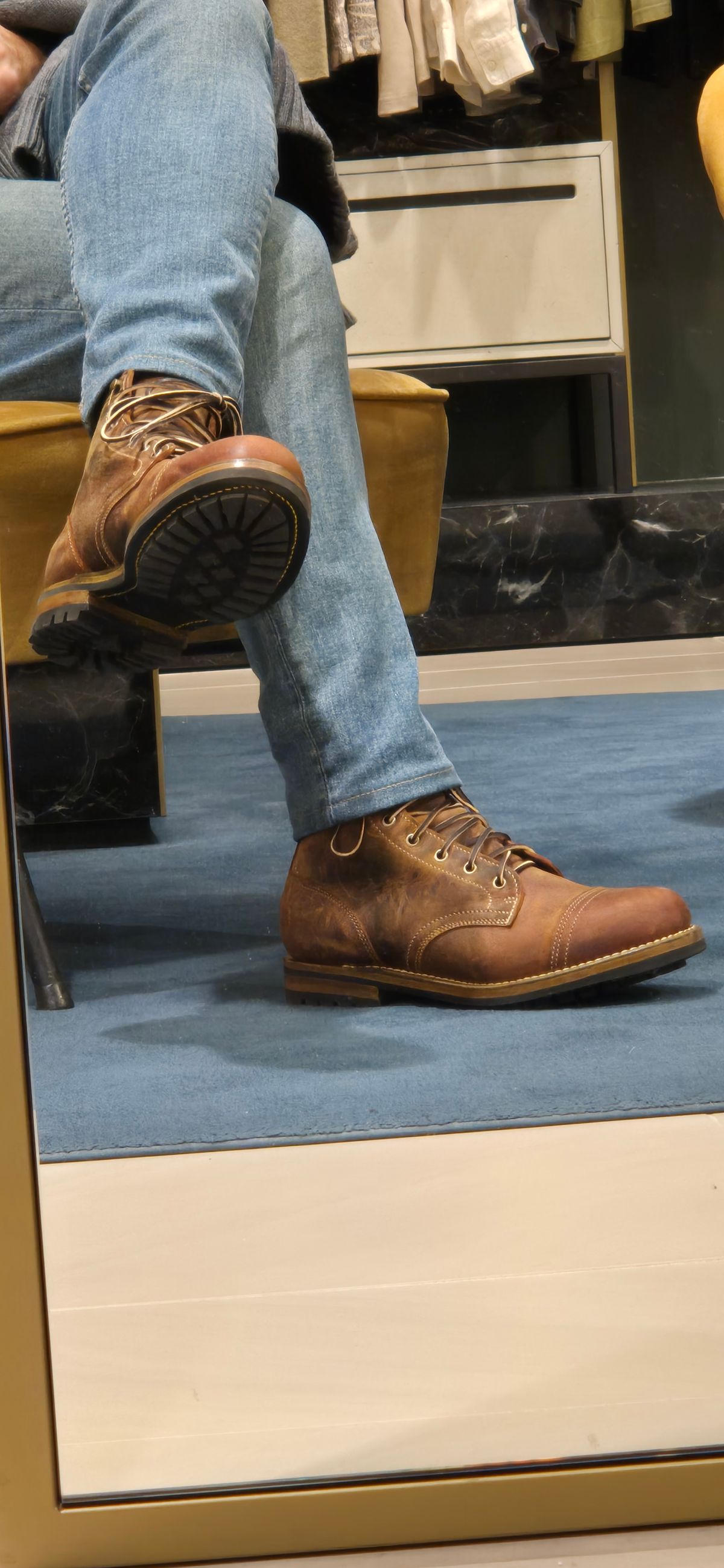 Photo by Slash on March 22, 2025 of the Truman Cap Toe Boot in Gallun Cognac Teton Stag.