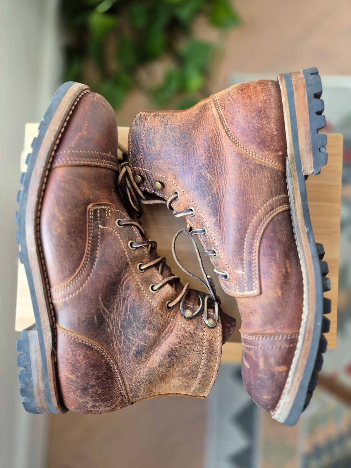 Photo by Slash on July 16, 2025 of the Truman Cap Toe Boot in Gallun Cognac Teton Stag.