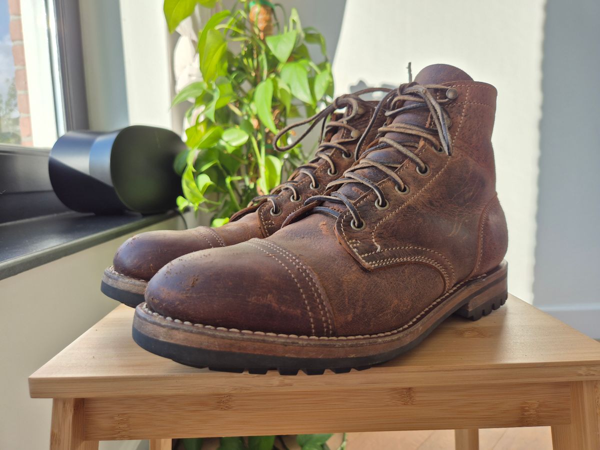 Photo by Slash on July 16, 2025 of the Truman Cap Toe Boot in Gallun Cognac Teton Stag.
