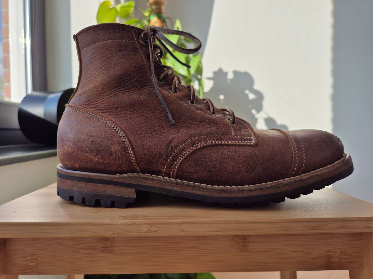 Photo by Slash on July 16, 2025 of the Truman Cap Toe Boot in Gallun Cognac Teton Stag.