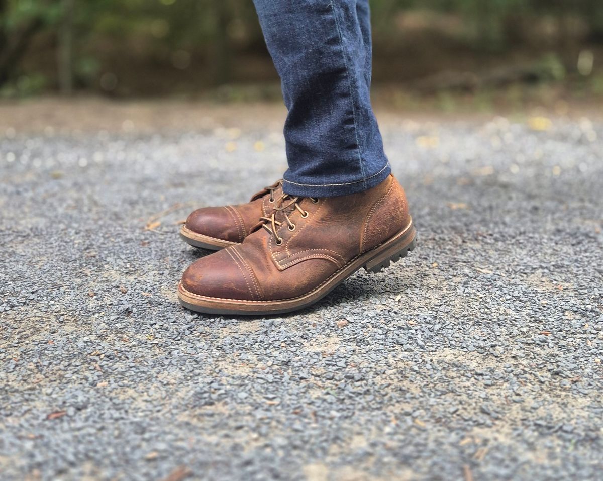 Photo by Slash on August 6, 2025 of the Truman Cap Toe Boot in Gallun Cognac Teton Stag.