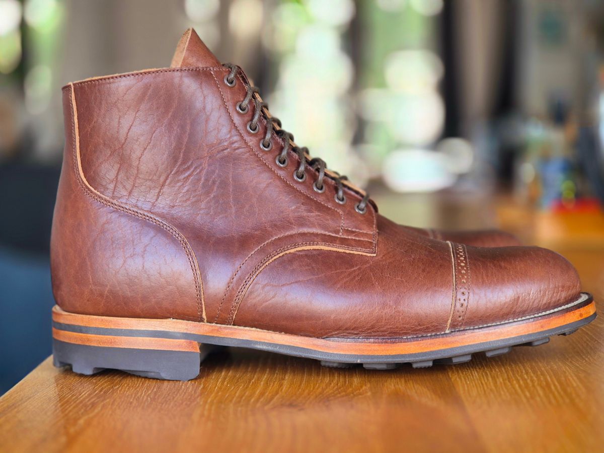 Photo by Slash on March 17, 2026 of the Viberg Service Boot BCT in Horween Pit Tanned Bison.