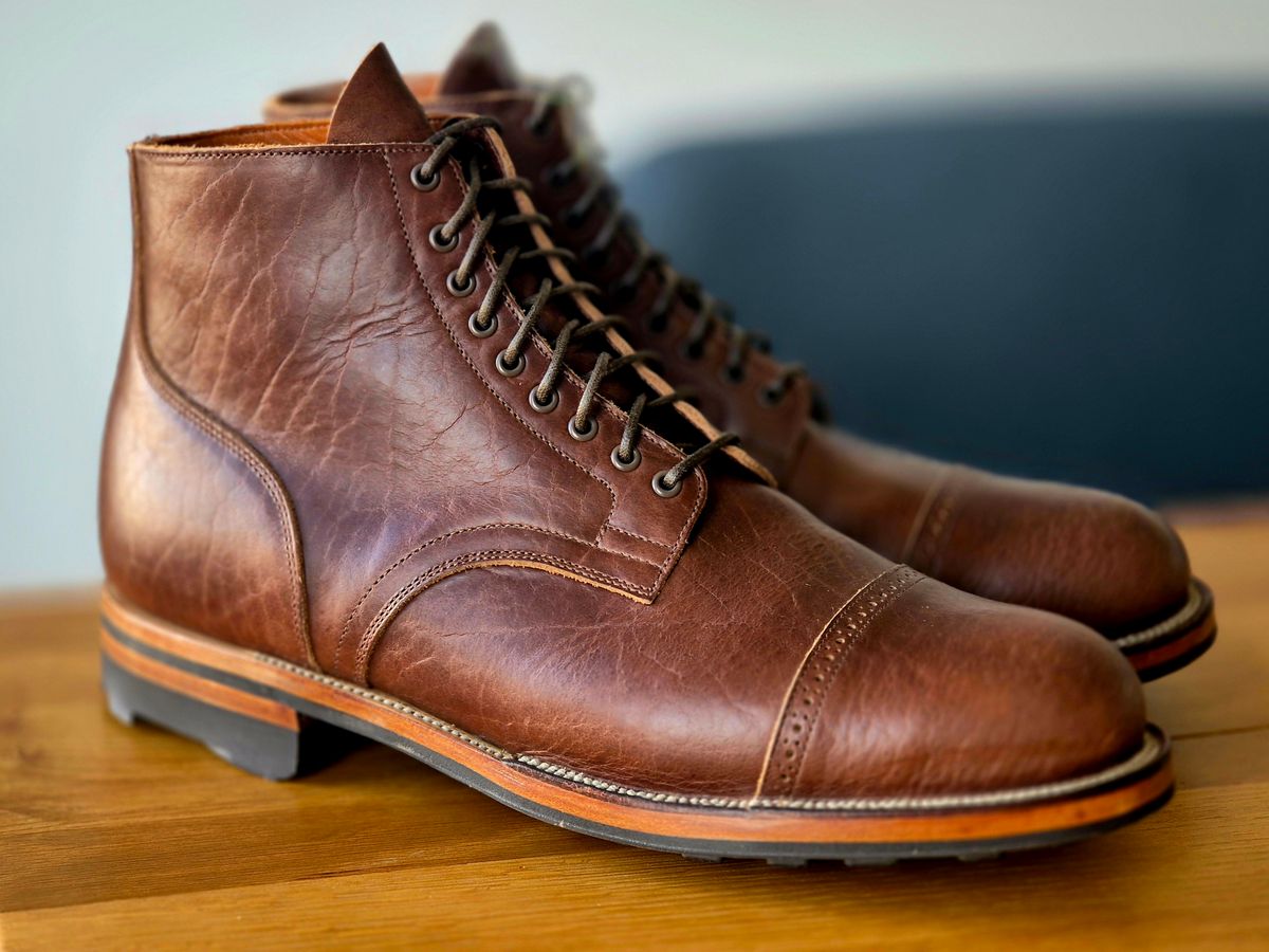 Photo by Slash on March 17, 2026 of the Viberg Service Boot BCT in Horween Pit Tanned Bison.