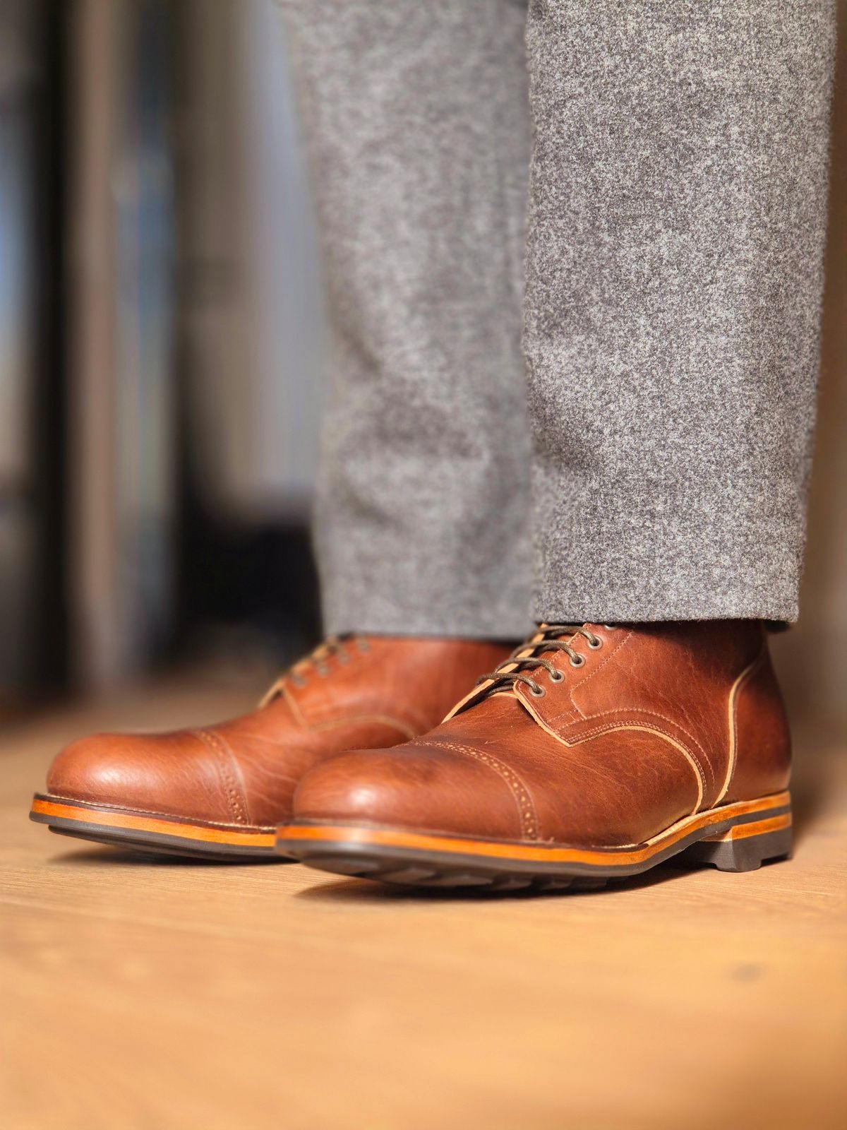 Photo by Slash on March 17, 2026 of the Viberg Service Boot BCT in Horween Pit Tanned Bison.