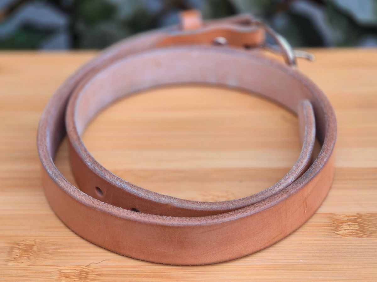 Photo by Slash on January 4, 2026 of the Harker Leatherworks Belt in J&FJ Baker Natural Oak Bark Bridle.