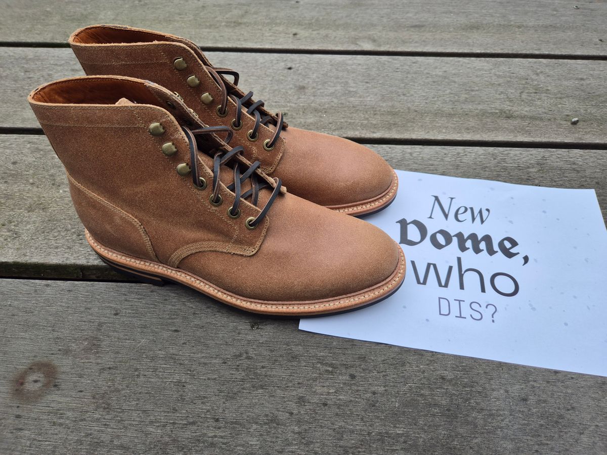 Photo by Slash on October 3, 2025 of the Grant Stone Diesel Boot in C.F. Stead Natural Waxy Commander Suede.