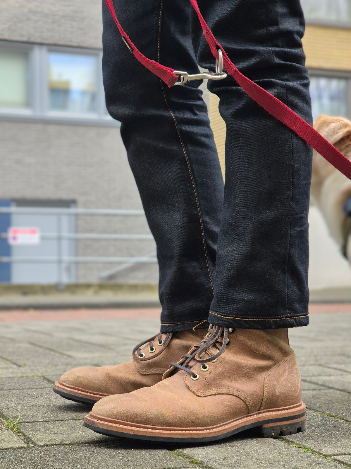 Photo by Slash on November 18, 2025 of the Grant Stone Diesel Boot in C.F. Stead Natural Waxy Commander Suede.