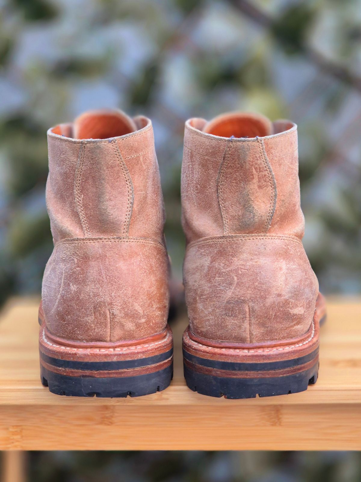 Photo by Slash on January 4, 2026 of the Grant Stone Diesel Boot in C.F. Stead Natural Waxy Commander Suede.
