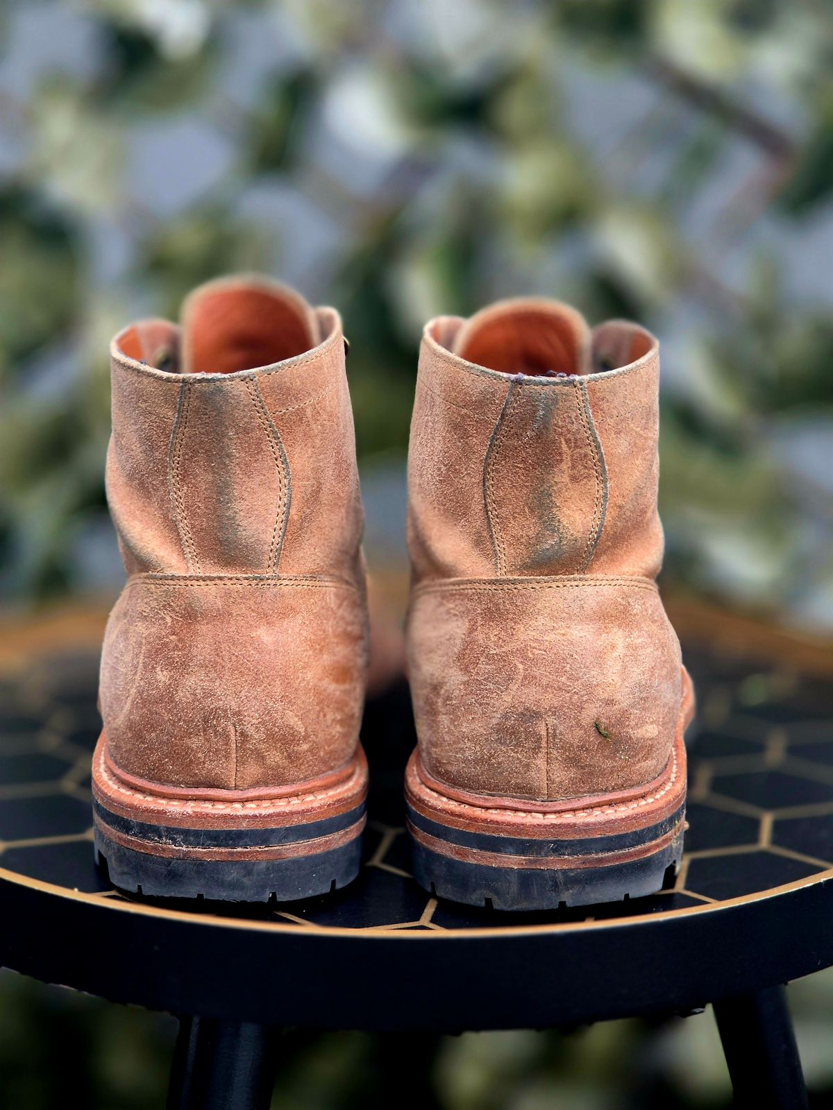 Photo by Slash on February 5, 2026 of the Grant Stone Diesel Boot in C.F. Stead Natural Waxy Commander Suede.