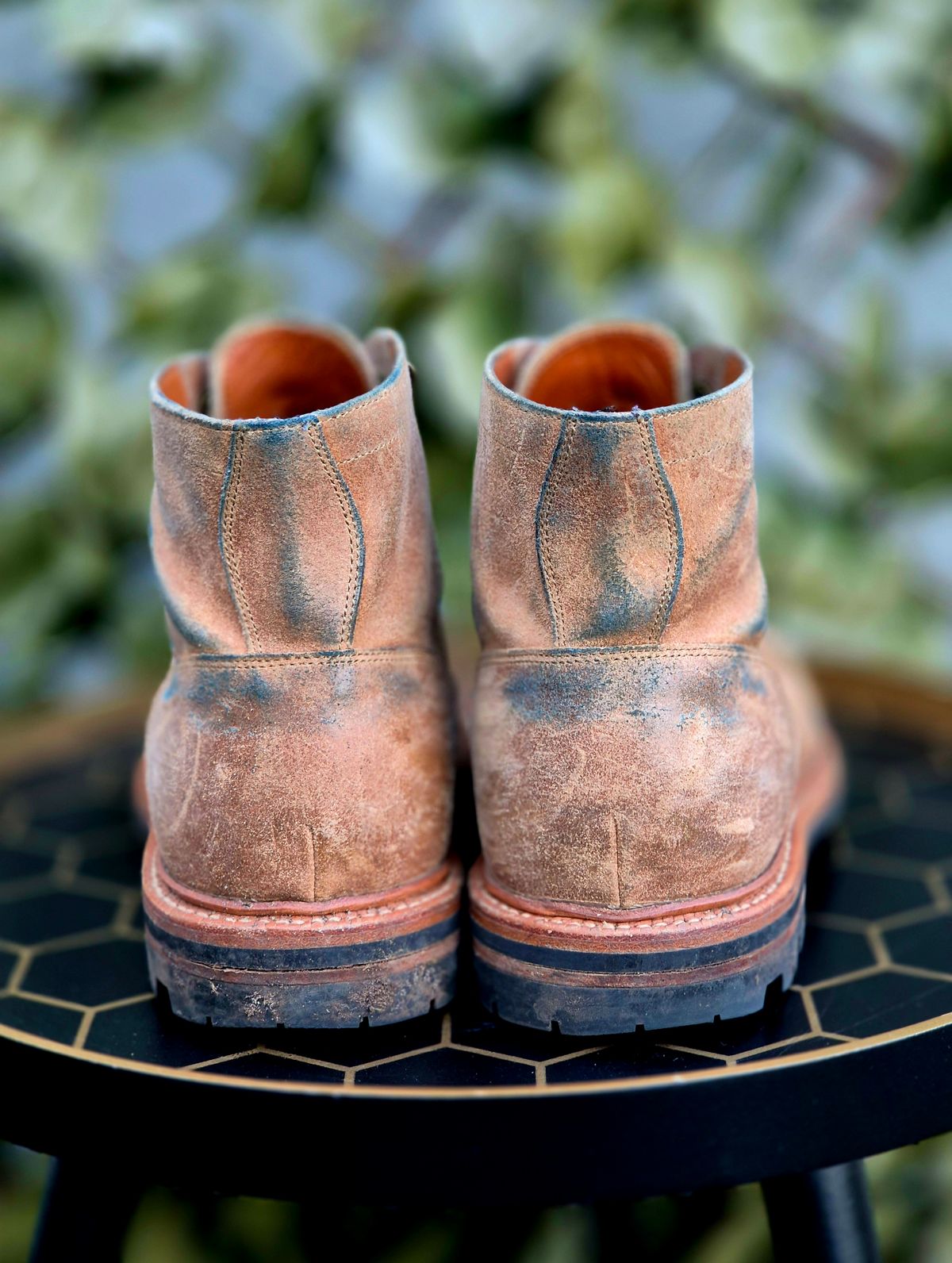 Photo by Slash on March 5, 2026 of the Grant Stone Diesel Boot in C.F. Stead Natural Waxy Commander Suede.