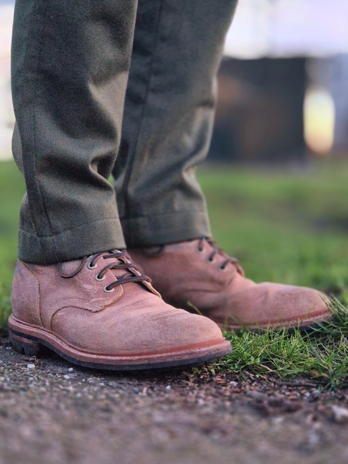 Photo by Slash on March 19, 2026 of the Grant Stone Diesel Boot in C.F. Stead Natural Waxy Commander Suede.