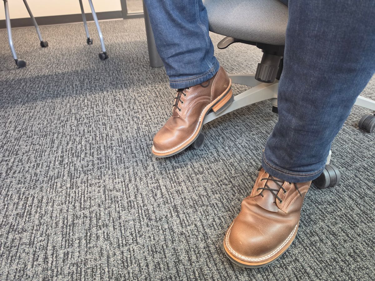 Photo by Drake on March 15, 2026 of the Frank's Boots Wilshire in Horween Natural Waxed Flesh.