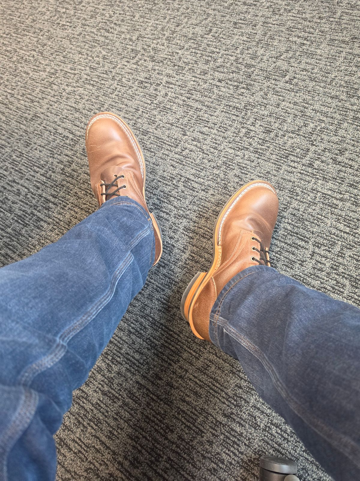 Photo by Drake on March 15, 2026 of the Frank's Boots Wilshire in Horween Natural Waxed Flesh.