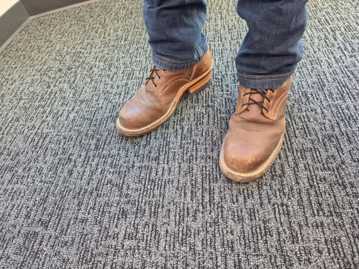 Photo by Drake on May 25, 2026 of the Frank's Boots Wilshire in Horween Natural Waxed Flesh.